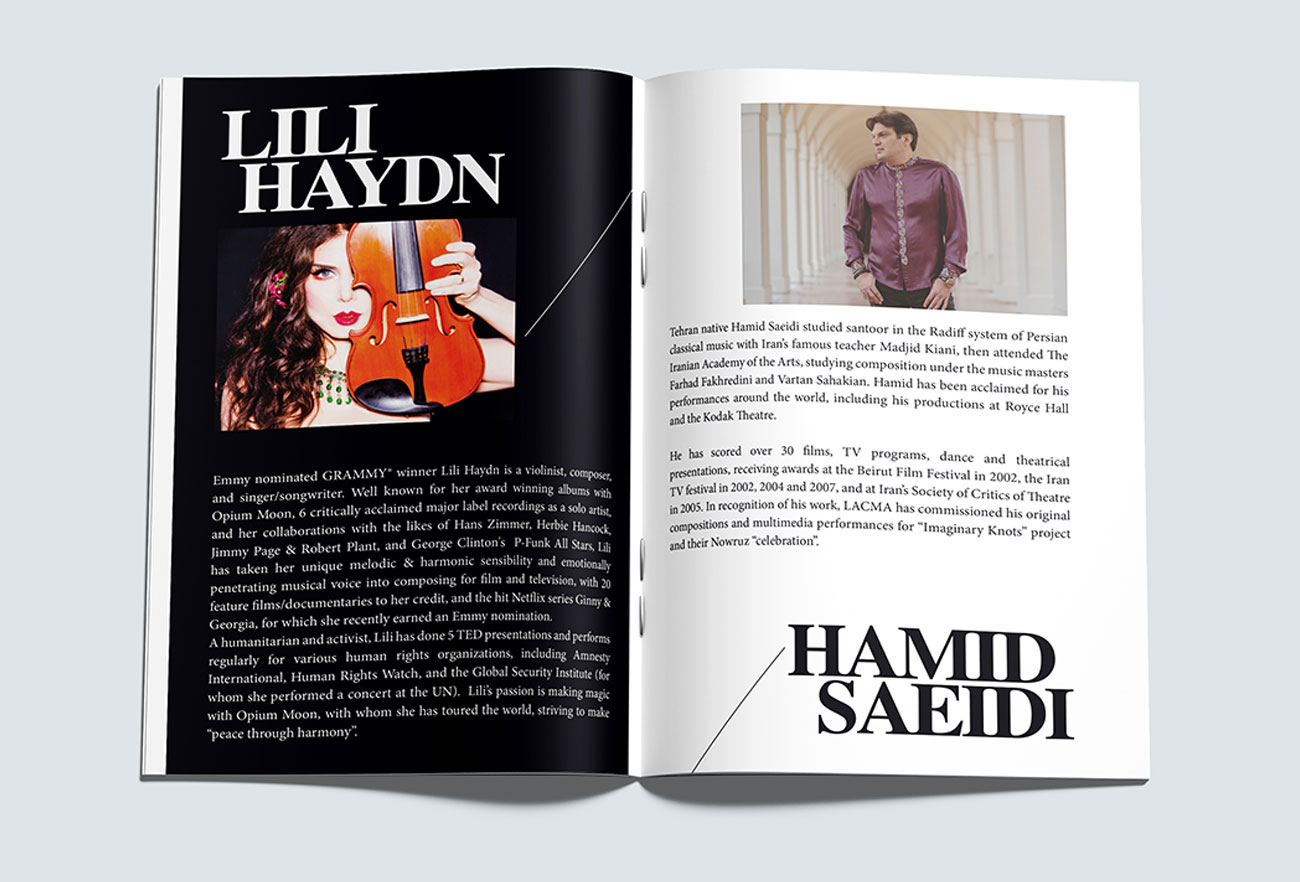 Opium Moon Concert Book Catalog Design NXT Anchor Lili Haydn Ali Hoss Sanaz Mahdi